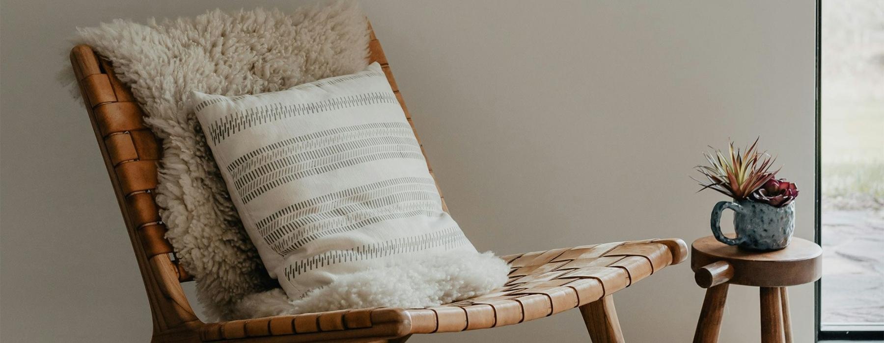 a chair with a pillow
